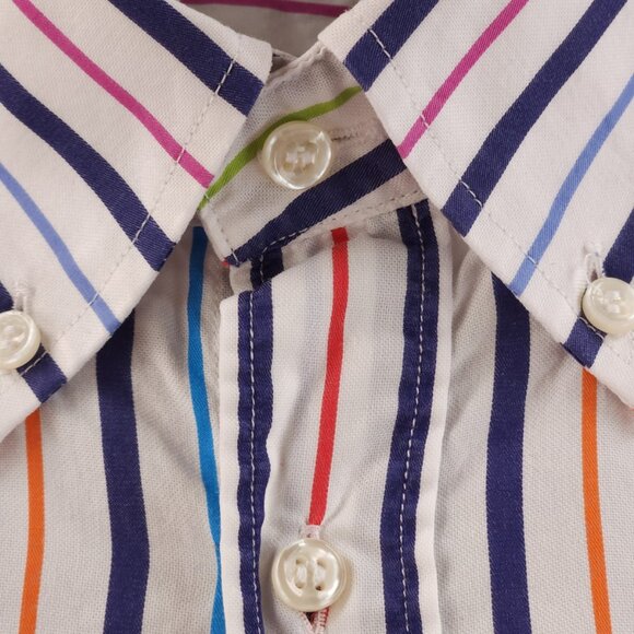 Paul & Shark Button-Down 44 Multicolor Striped Long Sleeve Men Pocket Shirt - Picture 9 of 16